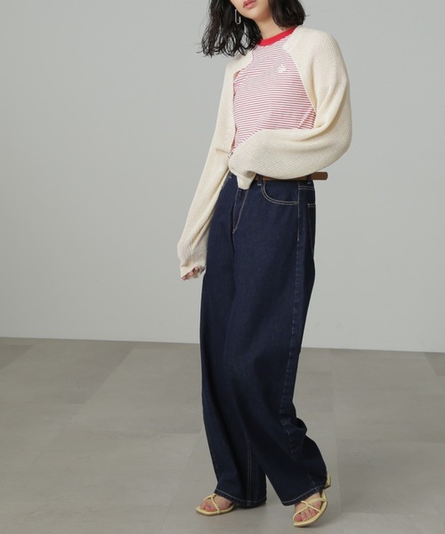 FREE'S MART（フリーズマート）の「【パープルカラーWEB限定】◆ショート丈ニットボレロ（カーディガン/ボレロ・レディース・ホワイト/ブラック/パープル/グリーン・FREE）」の20枚目の写真