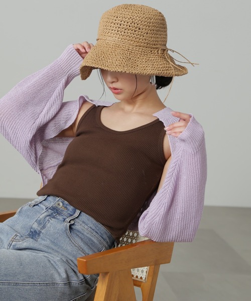 FREE'S MART（フリーズマート）の「【パープルカラーWEB限定】◆ショート丈ニットボレロ（カーディガン/ボレロ・レディース・ホワイト/ブラック/パープル/グリーン・FREE）」の14枚目の写真