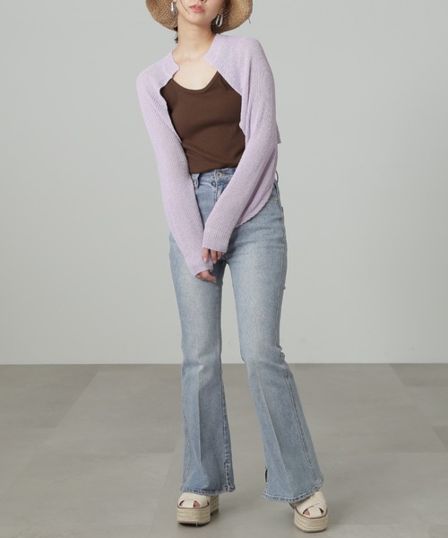 FREE'S MART（フリーズマート）の「【パープルカラーWEB限定】◆ショート丈ニットボレロ（カーディガン/ボレロ・レディース・ホワイト/ブラック/パープル/グリーン・FREE）」の10枚目の写真