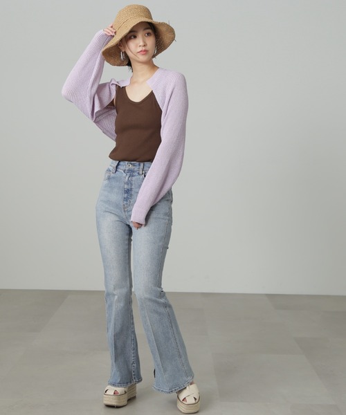 FREE'S MART（フリーズマート）の「【パープルカラーWEB限定】◆ショート丈ニットボレロ（カーディガン/ボレロ・レディース・ホワイト/ブラック/パープル/グリーン・FREE）」の21枚目の写真