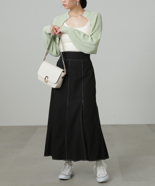 FREE'S MART（フリーズマート）の「【パープルカラーWEB限定】◆ショート丈ニットボレロ（カーディガン/ボレロ・レディース・ホワイト/ブラック/パープル/グリーン・FREE）」の12枚目の写真