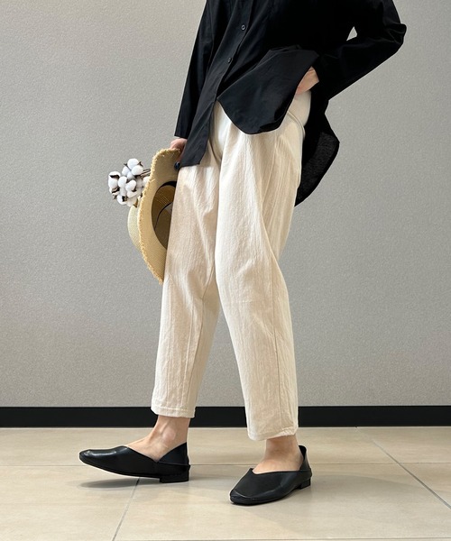 aimoha（アイモハ）の「9分丈　コットンリネン風スラックス（スラックス・レディース・イエロー/ブラック/グレー/ベージュ・X-LARGE/SMALL/LARGE/MEDIUM）」の3枚目の写真