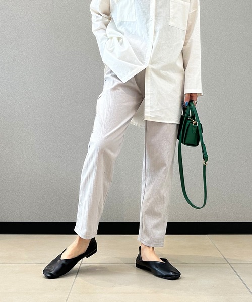 aimoha（アイモハ）の「9分丈　コットンリネン風スラックス（スラックス・レディース・イエロー/ブラック/グレー/ベージュ・X-LARGE/SMALL/LARGE/MEDIUM）」の2枚目の写真