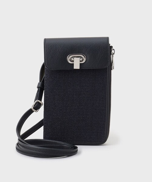 TAKEO KIKUCHI（タケオキクチ）の「◆ラッセル スマホショルダー（ショルダーバッグ・メンズ・ブラック/ホワイト系7・00）」の2枚目の写真