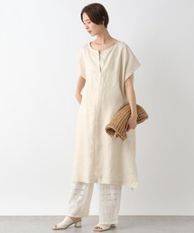 LINEN100カフタンワンピース 163925