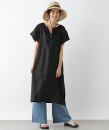 LINEN100カフタンワンピース　163925