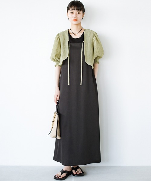 haco!（ハコ）の「前後で着られて着まわし力パワーアップ！華奢見えシルエットのキャミワンピース（ワンピース・レディース・カーキブラウン/ブラック・SMALL/MEDIUM/LARGE/X-LARGE）」の13枚目の写真