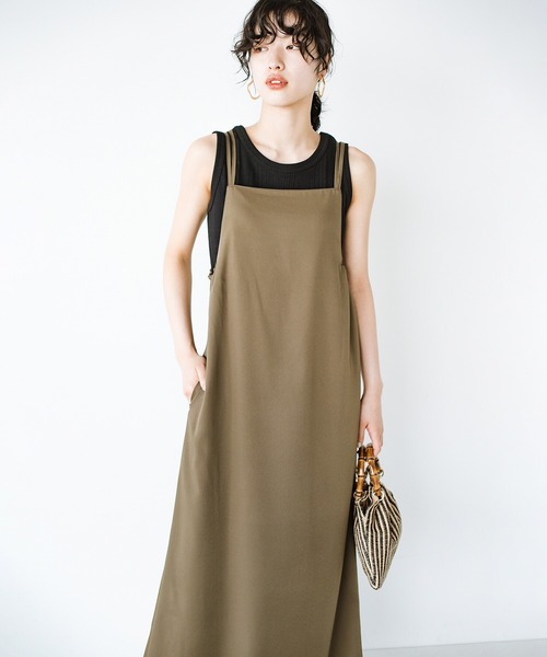 haco!（ハコ）の「前後で着られて着まわし力パワーアップ！華奢見えシルエットのキャミワンピース（ワンピース・レディース・カーキブラウン/ブラック・SMALL/MEDIUM/LARGE/X-LARGE）」の5枚目の写真