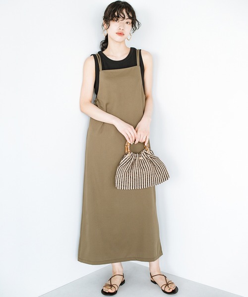haco!（ハコ）の「前後で着られて着まわし力パワーアップ！華奢見えシルエットのキャミワンピース（ワンピース・レディース・カーキブラウン/ブラック・SMALL/MEDIUM/LARGE/X-LARGE）」の21枚目の写真