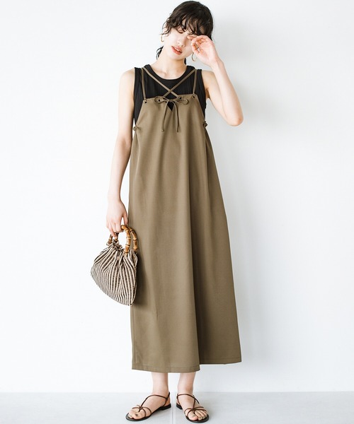 haco!（ハコ）の「前後で着られて着まわし力パワーアップ！華奢見えシルエットのキャミワンピース（ワンピース・レディース・カーキブラウン/ブラック・SMALL/MEDIUM/LARGE/X-LARGE）」の17枚目の写真