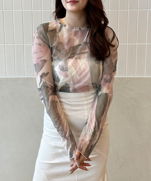 エイミーイーストワール　フラワープリント シースルーシャツ eimy istoireエイミーイーストワールフラワープリント