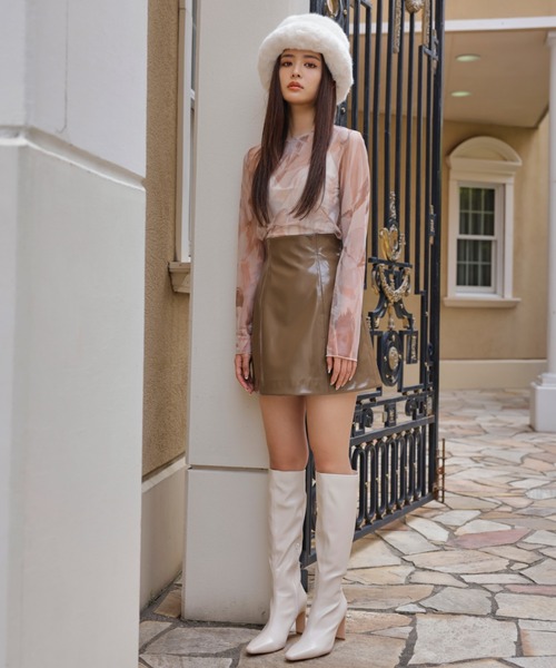 EIMY ISTOIRE（エイミーイストワール）の「Sasha flower paint シアーカットソー（Tシャツ/カットソー・レディース・ベージュ/ピンク・FREE）」の11枚目の写真