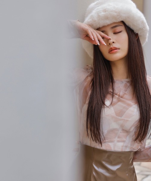 EIMY ISTOIRE（エイミーイストワール）の「Sasha flower paint シアーカットソー（Tシャツ/カットソー・レディース・ベージュ/ピンク・FREE）」の8枚目の写真