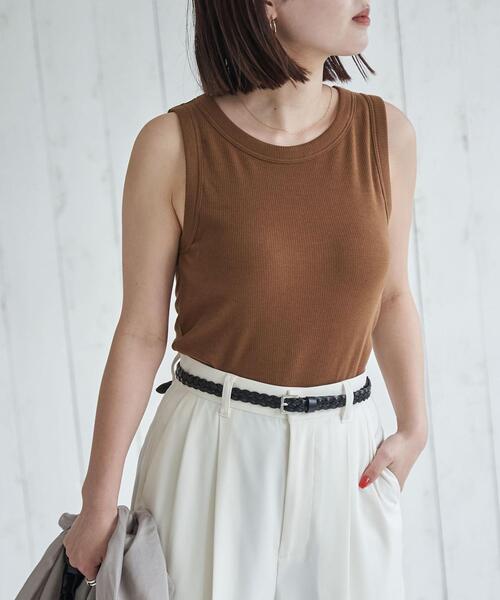 coen(コーエン)の「カップ付きリブタンクトップ(タンクトップ・レディース・ホワイト/ブラウン/ブラック・M/L)」の3枚目の写真