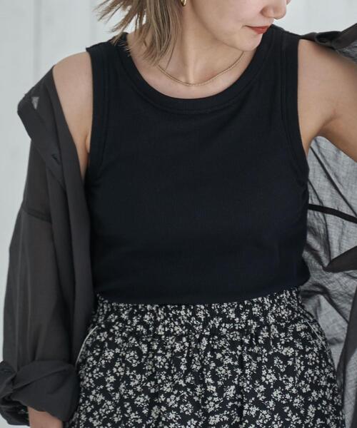 coen(コーエン)の「カップ付きリブタンクトップ(タンクトップ・レディース・ホワイト/ブラウン/ブラック・M/L)」の2枚目の写真