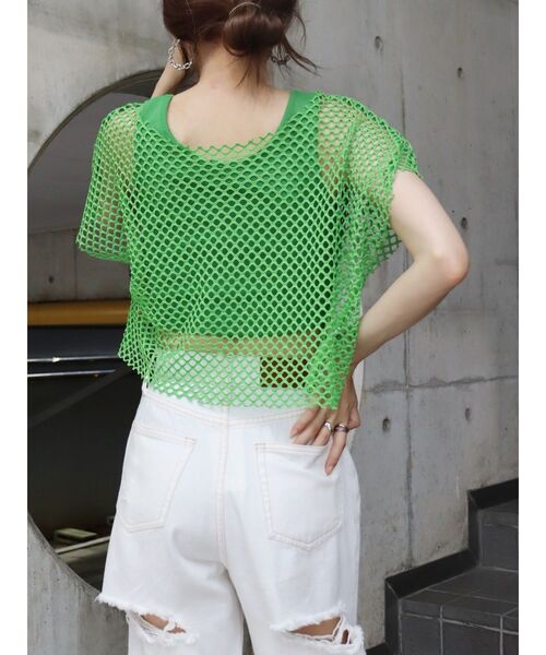 EVRIS（エヴリス）の「メッシュショートトップス（Tシャツ/カットソー・レディース・ブラック/オレンジ/ホワイト/グリーン・FREE）」の20枚目の写真