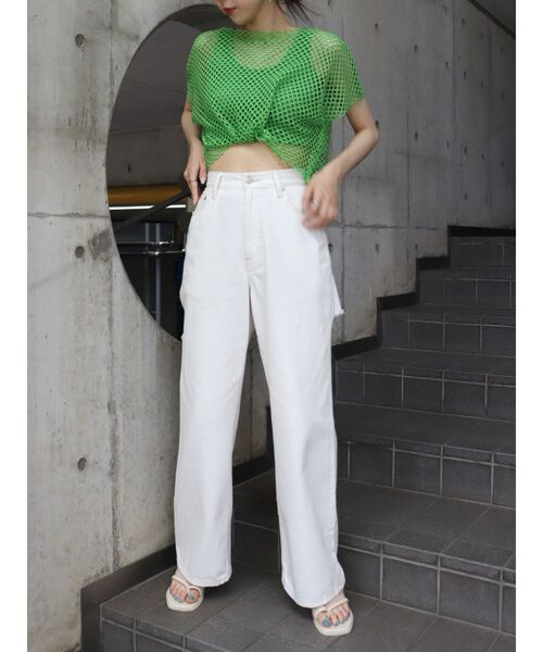 EVRIS（エヴリス）の「メッシュショートトップス（Tシャツ/カットソー・レディース・ブラック/オレンジ/ホワイト/グリーン・FREE）」の21枚目の写真