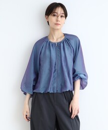 インディヴィ 新品 羽織りに最適!シアー ブラウスブルゾン 大きいサイズ 19号 INDIVI(インディヴィ)の「◇【羽織りに最適!/シアー】ブラウス