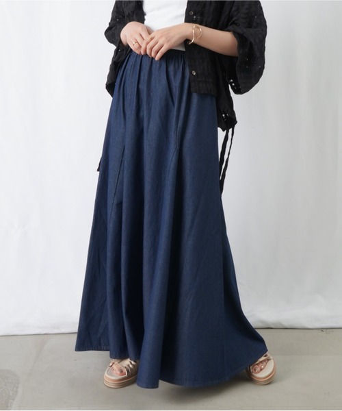 LUCA/LADY LUCK LUCA(ルカ/レディラックルカ)の「LC/LLL デニムマーメイドスカート / デニムフレアスカート(デニムスカート・レディース・インディゴブルー/ブラック・FREE)」の8枚目の写真