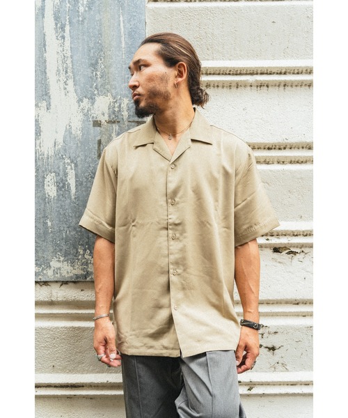 BIG MIKE(ビッグマイク)の「BIG MIKE ビックマイク/ airy open collar ss shirt 半袖オープンカラーシャツ 102325530(シャツ/ブラウス・メンズ・ブルー系その他/ブラック/サンドベージュ・X-LARGE/MEDIUM/LARGE/XX-LARGE)」の4枚目の写真