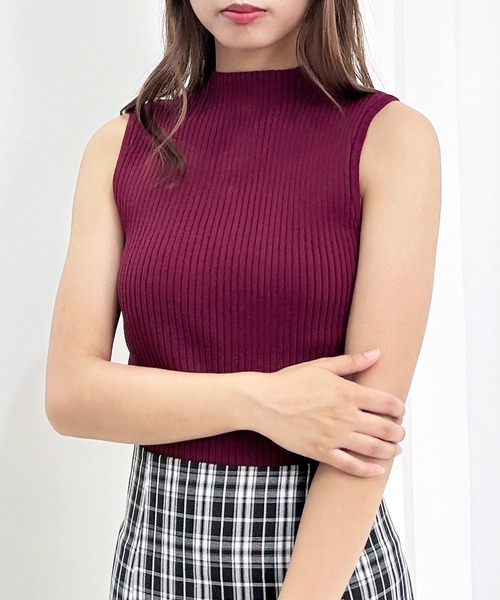 INGNI（イング）の「スリットボタンノースリニット（ニット/セーター・レディース・ボルドー/グレー系その他/ブラック/アイボリー系3/オフホワイト・M）」の5枚目の写真