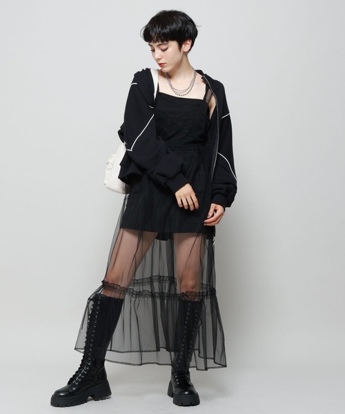 PAGEBOY（ページボーイ）の「ティアードチュールワンピース（ワンピース・レディース・ブラック/グレー系その他/ネイビー・FREE）」の4枚目の写真