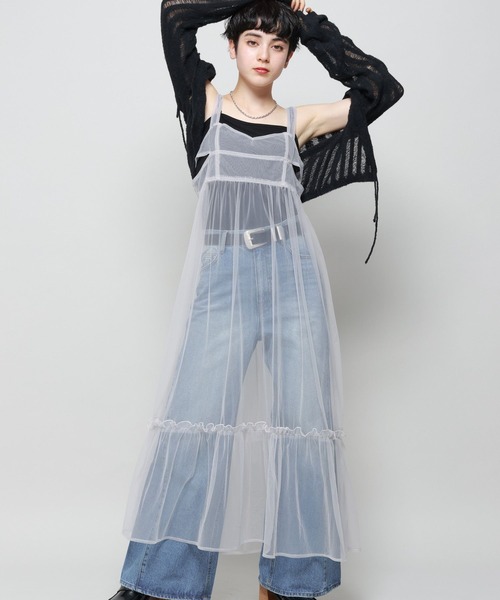 PAGEBOY（ページボーイ）の「ティアードチュールワンピース（ワンピース・レディース・ブラック/グレー系その他/ネイビー・FREE）」の5枚目の写真