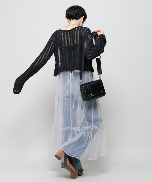 PAGEBOY（ページボーイ）の「ティアードチュールワンピース（ワンピース・レディース・ブラック/グレー系その他/ネイビー・FREE）」の7枚目の写真