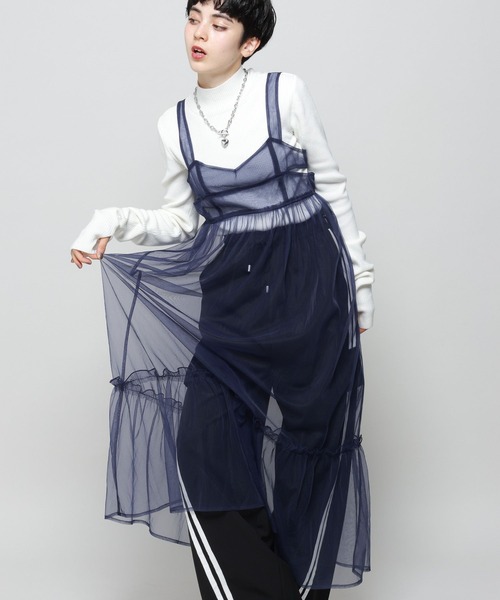 PAGEBOY（ページボーイ）の「ティアードチュールワンピース（ワンピース・レディース・ブラック/グレー系その他/ネイビー・FREE）」の9枚目の写真