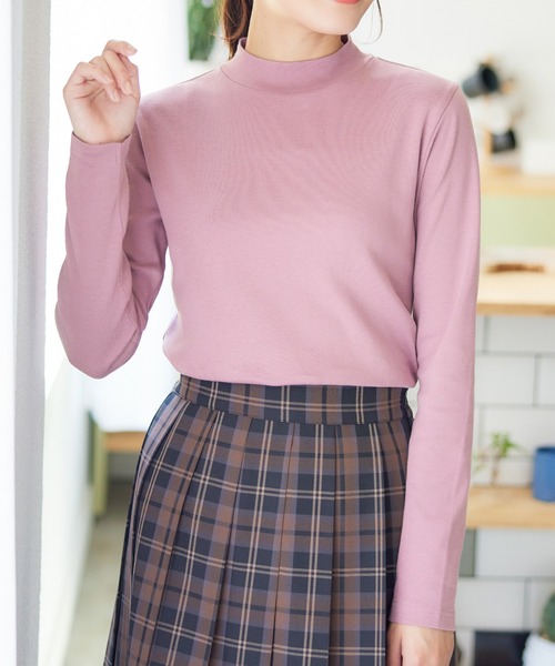 Honeys（ハニーズ）の「オーガニックハイネックＴシャツ（Tシャツ/カットソー・レディース・ピンク/モカ/ブラック/ブルー系その他/アイボリー/レッド/グリーン・L/LL/S/M/3L）」の7枚目の写真