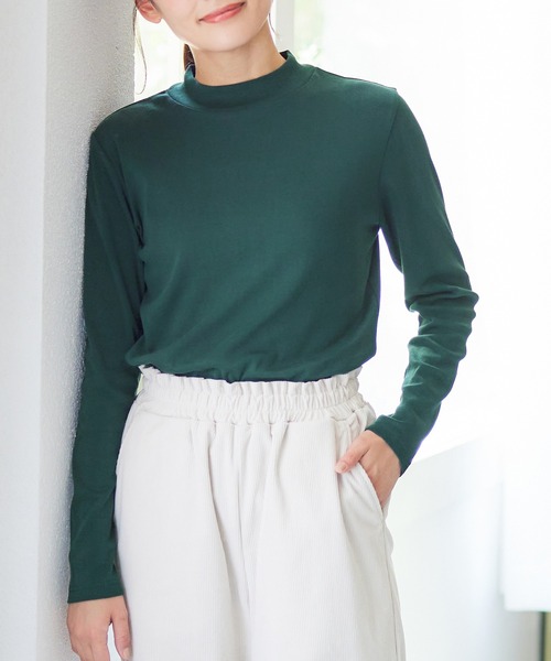 Honeys（ハニーズ）の「オーガニックハイネックＴシャツ（Tシャツ/カットソー・レディース・ピンク/モカ/ブラック/ブルー系その他/アイボリー/レッド/グリーン・L/LL/S/M/3L）」の5枚目の写真