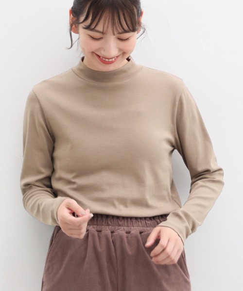 Honeys（ハニーズ）の「オーガニックハイネックＴシャツ（Tシャツ/カットソー・レディース・ピンク/モカ/ブラック/ブルー系その他/アイボリー/レッド/グリーン・L/LL/S/M/3L）」の4枚目の写真