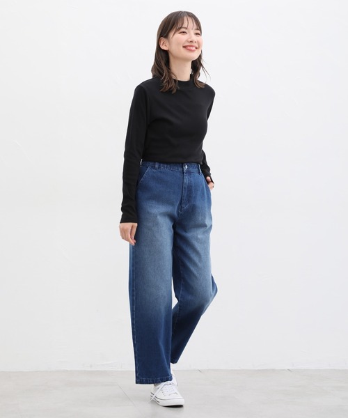 Honeys（ハニーズ）の「オーガニックハイネックＴシャツ（Tシャツ/カットソー・レディース・ピンク/モカ/ブラック/ブルー系その他/アイボリー/レッド/グリーン・L/LL/S/M/3L）」の10枚目の写真