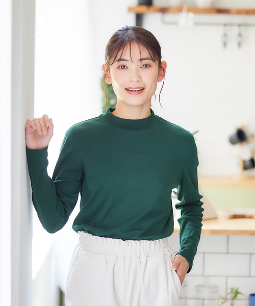 Honeys（ハニーズ）の「オーガニックハイネックＴシャツ（Tシャツ/カットソー・レディース・ピンク/モカ/ブラック/ブルー系その他/アイボリー/レッド/グリーン・L/LL/S/M/3L）」の20枚目の写真