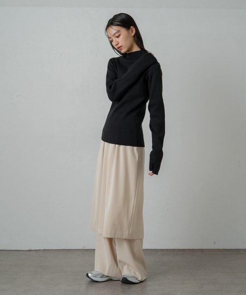 earthy（アーシー）の「サムズアップニット（ニット/セーター・レディース・ベージュ/オフホワイト/サックスブルー/ブラック・FREE）」の8枚目の写真