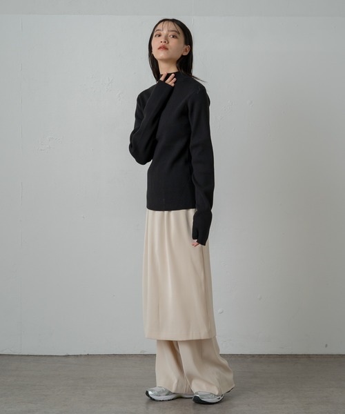 earthy（アーシー）の「サムズアップニット（ニット/セーター・レディース・ベージュ/オフホワイト/サックスブルー/ブラック・FREE）」の9枚目の写真