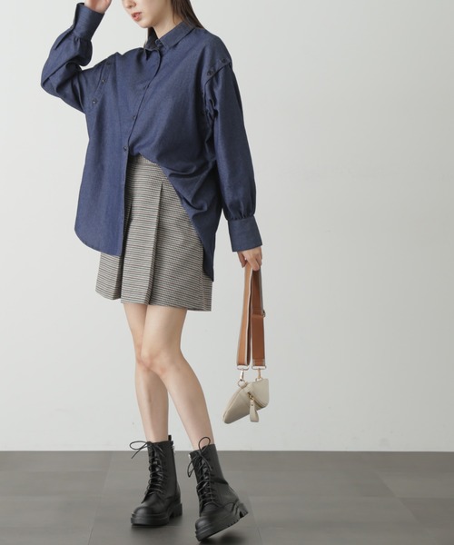 FREE'S MART（フリーズマート）の「◆アームスリットアソートシャツ（シャツ/ブラウス・レディース・ネイビー/ブラウン系その他/ブルー系その他・SMALL/MEDIUM）」の8枚目の写真