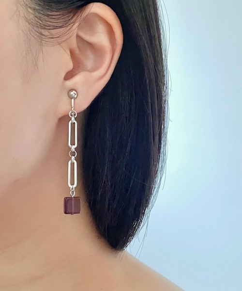 CERCA(チェルカ)の「【Le scale】ワンポイントカラー×チェーンピアス(ピアス(両耳用)・レディース・パープル系/ゴールド系/ネイビー系/シルバー系/グリーン系/ブラウン系/レッド系/グレー系・FREE)」の17枚目の写真