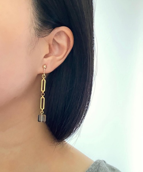CERCA(チェルカ)の「【Le scale】ワンポイントカラー×チェーンピアス(ピアス(両耳用)・レディース・パープル系/ゴールド系/ネイビー系/シルバー系/グリーン系/ブラウン系/レッド系/グレー系・FREE)」の22枚目の写真