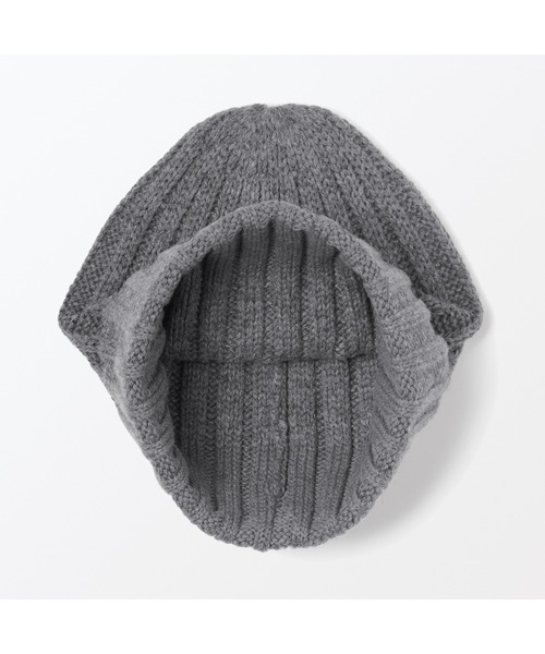 無印良品（ムジルシリョウヒン）の「チクチクをおさえた　リブ編み　ワッチ（ニットキャップ/ビーニー・レディース・ベージュ系1/グレー/ダークブラウン系/スモーキーグリーン系/イエロー系2/ブラック/レッド・55-59cm）」の12枚目の写真