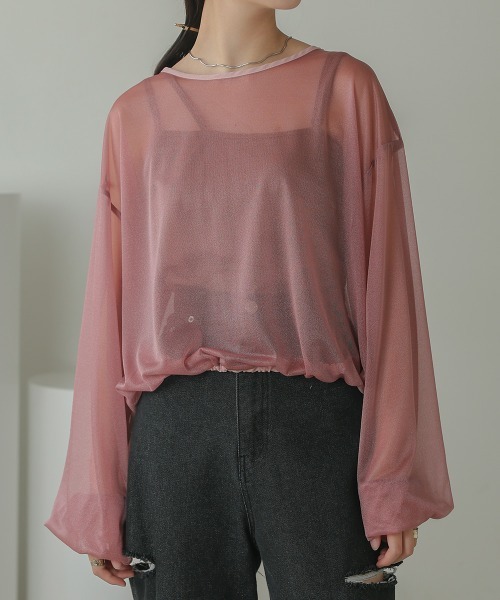Bab(バブ)の「シアードロストトップス(Tシャツ/カットソー・レディース・サックスブルー/ホワイト系その他/ピンク・FREE)」の5枚目の写真