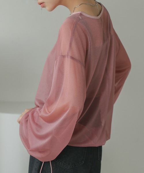 Bab(バブ)の「シアードロストトップス(Tシャツ/カットソー・レディース・サックスブルー/ホワイト系その他/ピンク・FREE)」の6枚目の写真