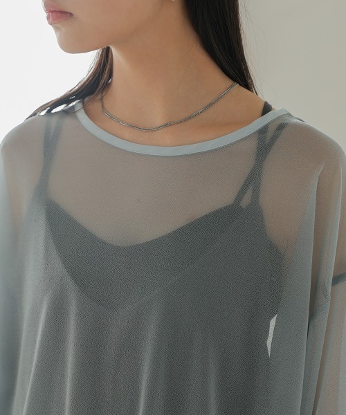 Bab(バブ)の「シアードロストトップス(Tシャツ/カットソー・レディース・サックスブルー/ホワイト系その他/ピンク・FREE)」の10枚目の写真