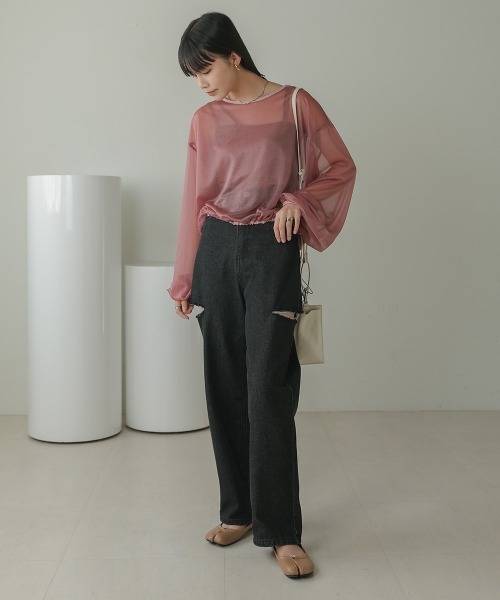 Bab(バブ)の「シアードロストトップス(Tシャツ/カットソー・レディース・サックスブルー/ホワイト系その他/ピンク・FREE)」の16枚目の写真