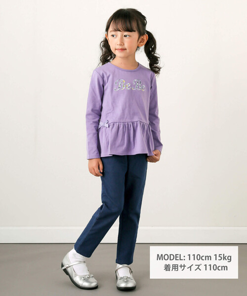 BeBe（ベベ）の「ロゴパッチ刺繍Tシャツ(80~150cm)（Tシャツ/カットソー・キッズ・パープル/ネイビー・100cm/120cm/110cm/90cm/130cm/150cm/140cm）」の3枚目の写真