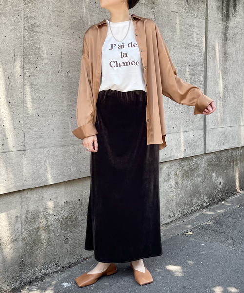 abahouse mavie(アバハウスマヴィ)の「ベロア&プリントマーメイドスカート(スカート・レディース・ダークオレンジ/チャコールグレー/ブラック/ブラウン・フリー)」の8枚目の写真