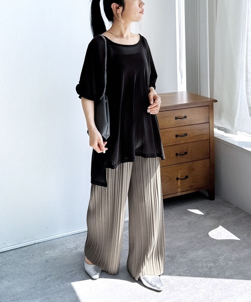 レレレさん プリーツパンツ 深海色 reca やみつきパンツ レディース ボトムス プリーツパンツ