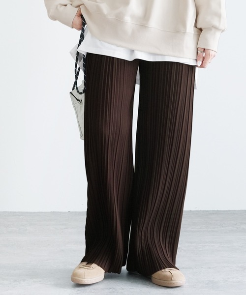 セミワイドプリーツテーラードスカート BRN Mサイズ セミワイドプリーツテーラードスカート BRN Mサイズ