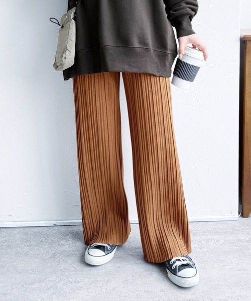 セール】迷わず着れる！大人のセミワイドプリーツパンツ（その他パンツ