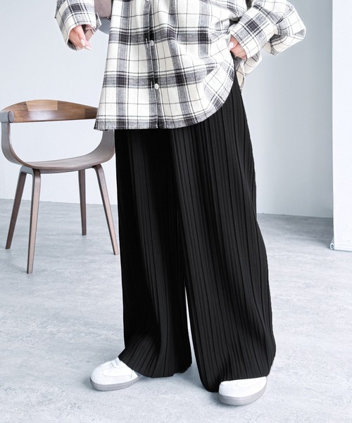 セール】迷わず着れる！大人のセミワイドプリーツパンツ（その他パンツ